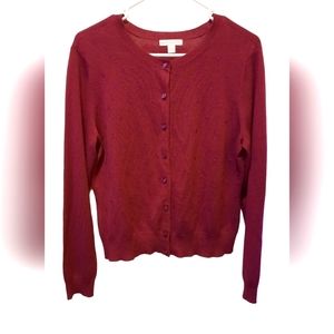 New York & Company Purple Glittery Polka Dot Cardigan Sweater size XL